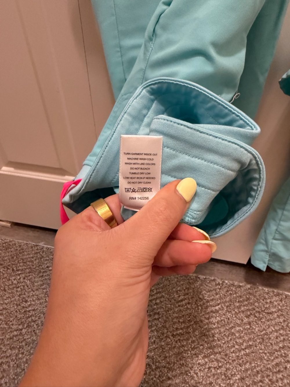 Figs Light Teal Medical Scrub Top - Picture 3 of 5